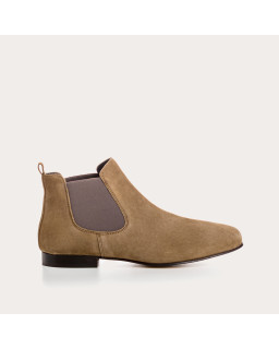 Chelsea boots flat velvet leather with elastic