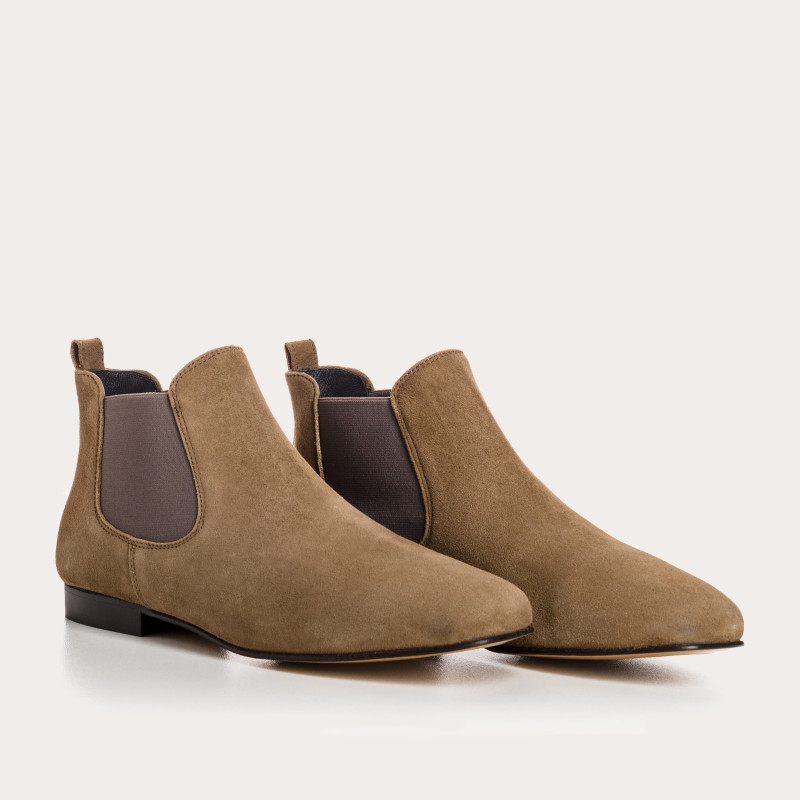 Chelsea boots flat velvet leather with elastic