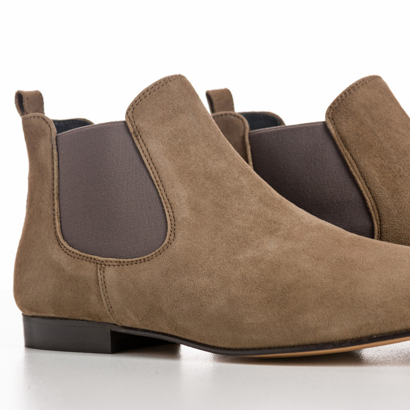 Chelsea boots flat velvet leather with elastic
