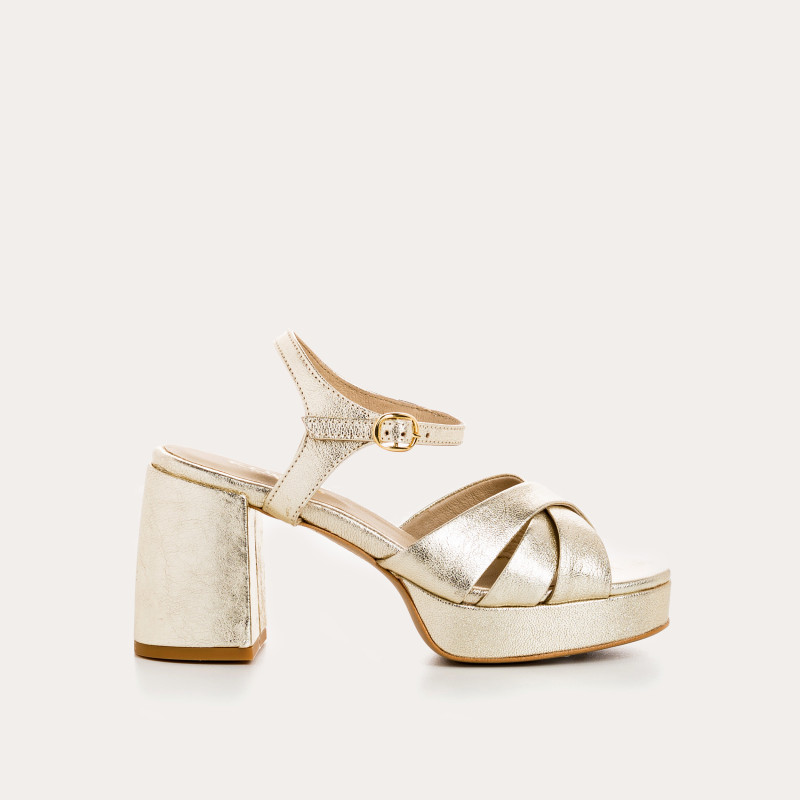 Women's Platform Sandals Metallic Leather Eclat - Padge | Reqins