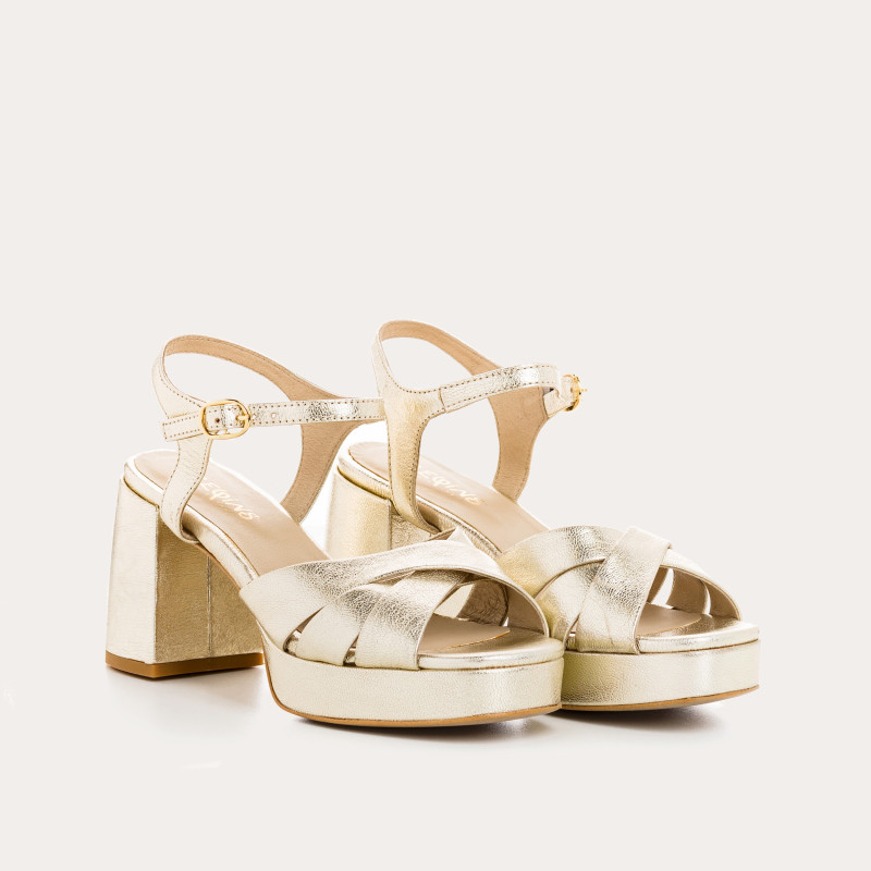 Women's Platform Sandals Metallic Leather Eclat - Padge | Reqins