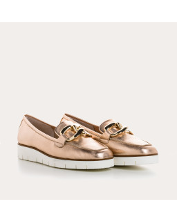 Mocassins Bijou Compensés Femme Éclat Cuir Métallisé - NASTER| Reqins