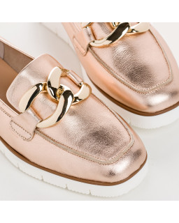 Mocassins Bijou Compensés Femme Éclat Cuir Métallisé - NASTER| Reqins
