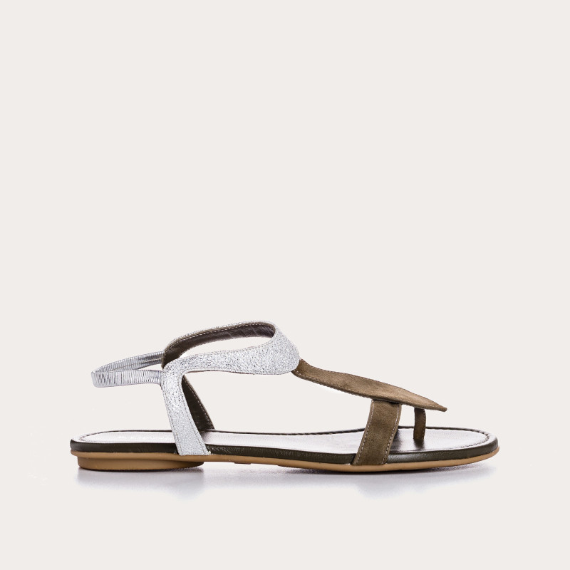 Sandales Bernie en cuir velours et métal | Reqins