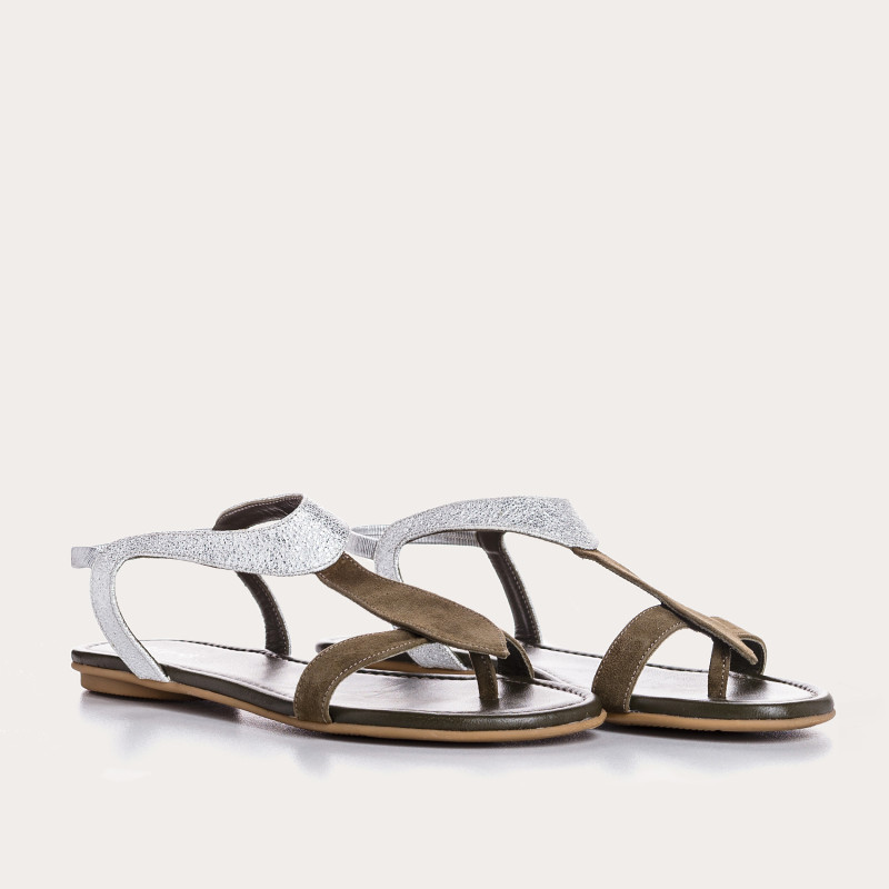 Sandales Bernie en cuir velours et métal | Reqins