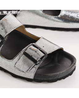 Nubia Bride Sandals - Women's Metallic Leather Anatomical Shoes | Reqins