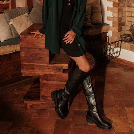 bottes motard femme cuir stretch |reqins