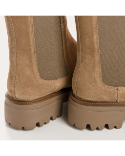 Havana suede boots with elastic thick and thick notched sole