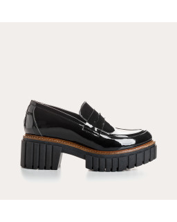 Mocassins chunky bicolore vernis Noir/ Off White