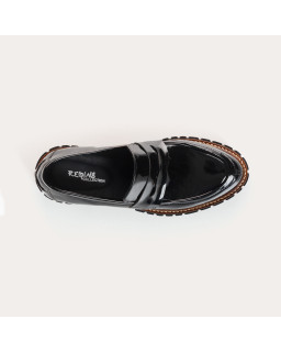 Mocassins chunky bicolore vernis Noir/ Off White