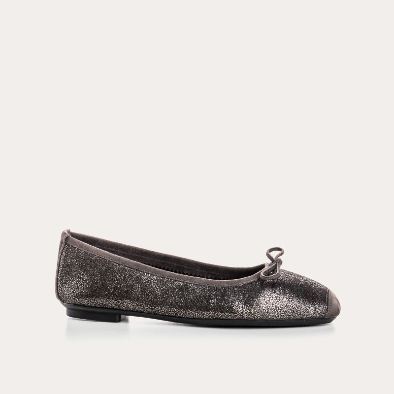Metallic leather ballerinas with knot