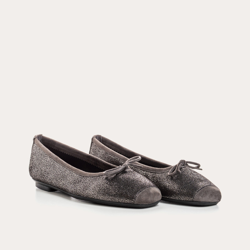 Metallic leather ballerinas with knot