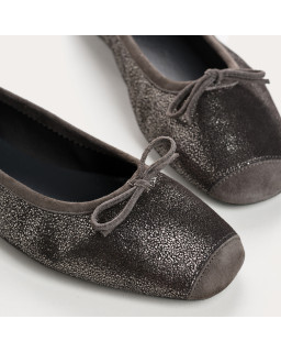Metallic leather ballerinas with knot
