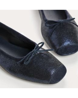 Ballerines en cuir métallisé avec nœud
