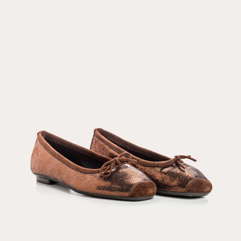 Ballerines en cuir métallisé avec nœud