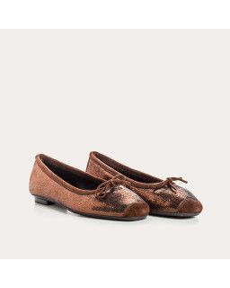 Ballerines en cuir métallisé avec nœud