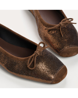 Ballerines en cuir métallisé avec nœud
