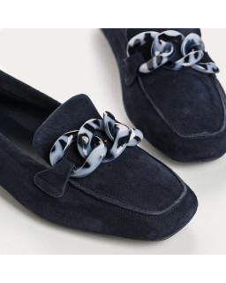 Mocassins Hanissa en cuir velours à chaîne | Reqins