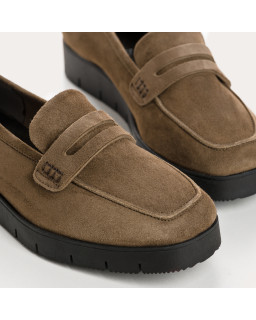 Mocassins compensés en cuir velours