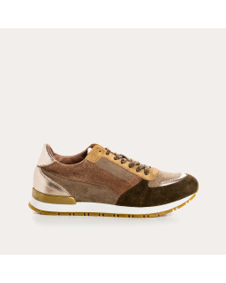 Suede sneakers and black laces metallic / women's vison