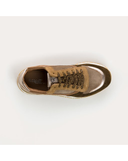 Suede sneakers and black laces metallic / women's vison