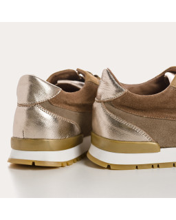 Suede sneakers and black laces metallic / women's vison