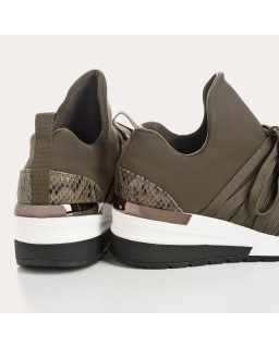 Baskets "slip-on" à lacets en lycra pour femme