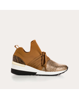 Baskets "slip-on" à lacets en lycra pour femme