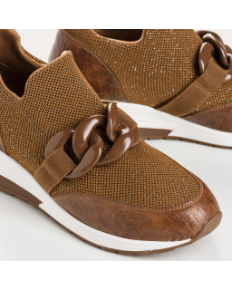 Baskets pour femme en tissu élastique lamé avec accessoires bijoux