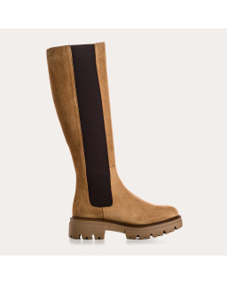 High suede boots with elastic and notched soles