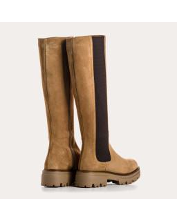 High suede boots with elastic and notched soles