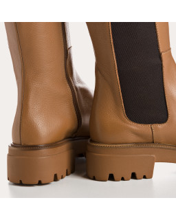 Bottes hautes en cuir grainé avec élastiques et semelles crantées