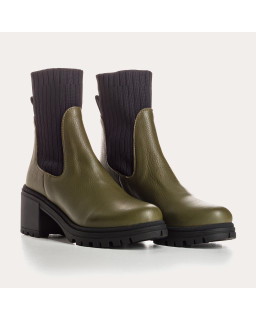 Bottines Chelsea à talons en cuir grainé