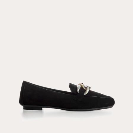 Hanissa leather loafers in chain velvet