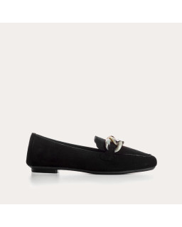 Hanissa leather loafers in chain velvet