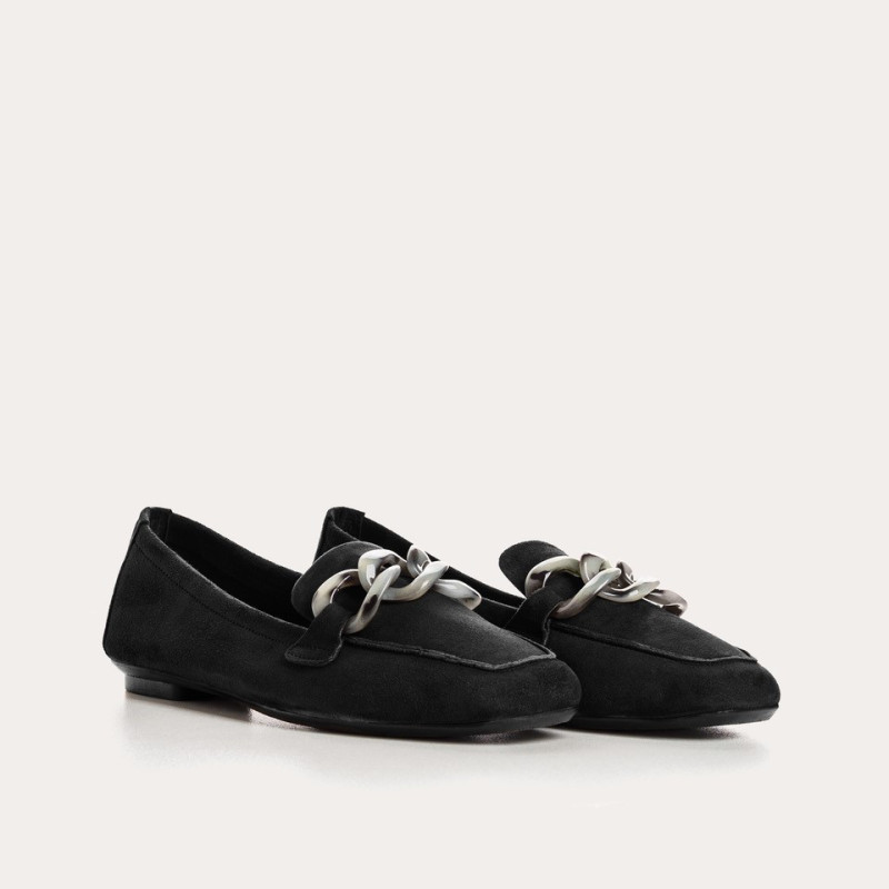 Hanissa leather loafers in chain velvet