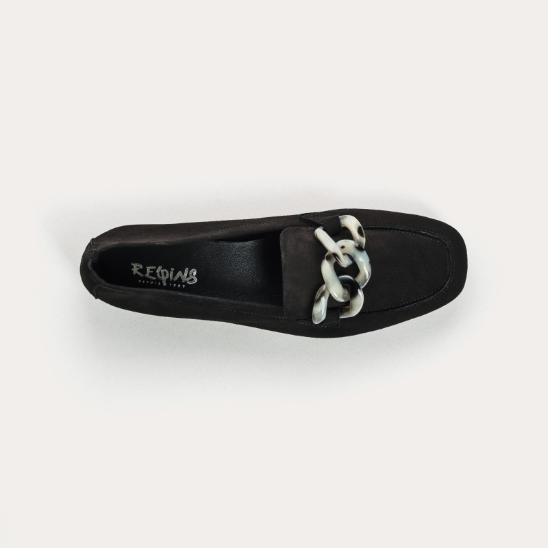Hanissa leather loafers in chain velvet