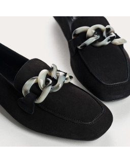 Hanissa leather loafers in chain velvet