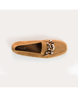 Mocassins Hanissa en cuir velours à chaîne | Reqins
