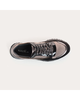 Suede sneakers and black laces metallic / women's vison