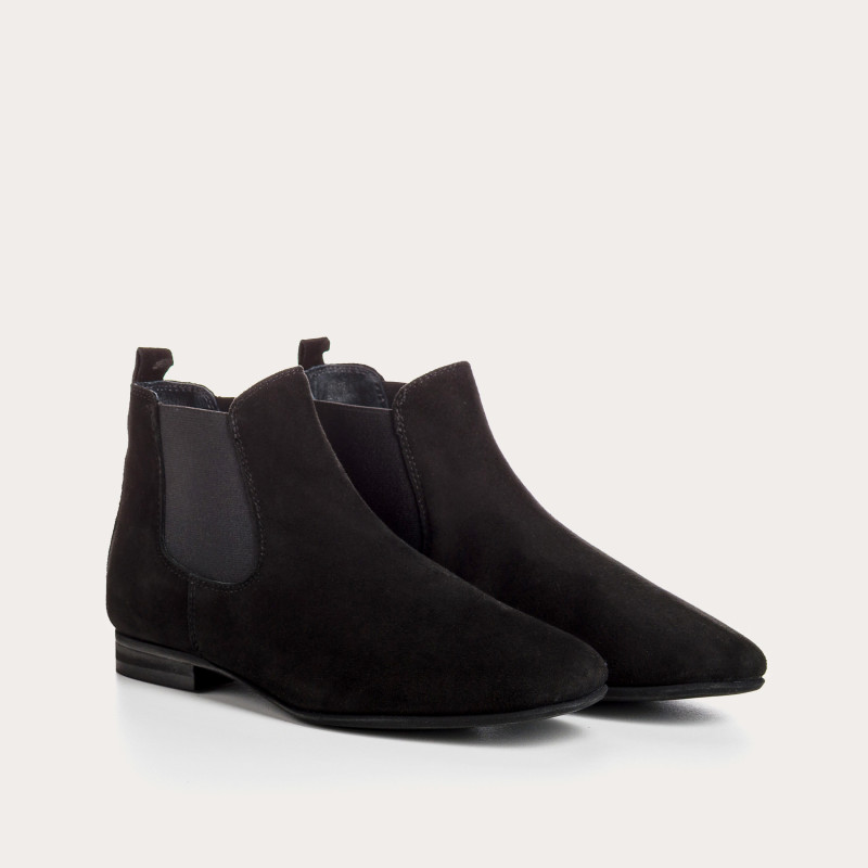 Chelsea boots flat velvet leather with elastic