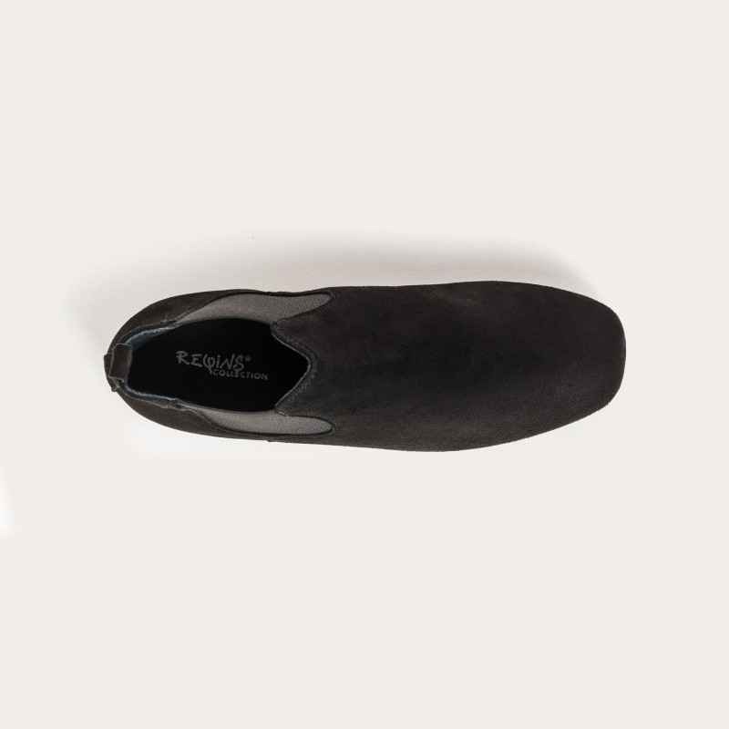 Chelsea boots flat velvet leather with elastic