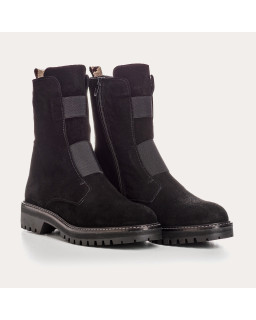 Boots chelsea velvet leather with elastic and interior zip