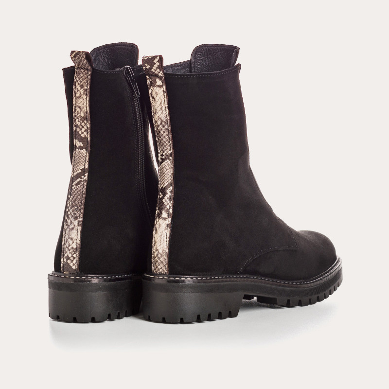 Boots chelsea velvet leather with elastic and interior zip