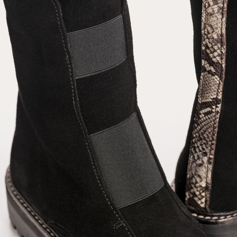 Boots chelsea velvet leather with elastic and interior zip