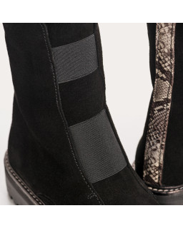 Boots Chelsea en cuir velours avec élastiques et zip intérieur