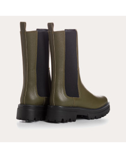 Boots en cuir grainé avec élastiques et semelle crantée épaisse