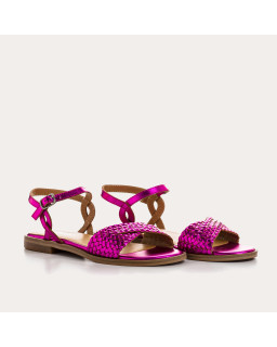 Sandales plates MYKONOS - chaussures à brides cuir métallisé femme | REQINS