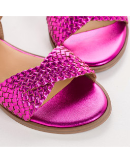 Sandales plates MYKONOS - chaussures à brides cuir métallisé femme | REQINS