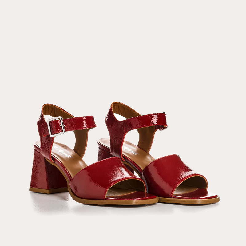 London Sandals - Woman Varnished Leather Heel Shoes | Reqins